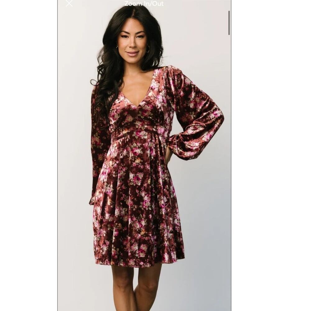 Baltic Born Teri Velvet Short Dress Womens Size XL Wedding Guest Fall Floral